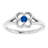 Round Blue Sapphire Youth Ring in Gold and Platinum