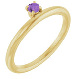 Round Amethyst Stackable Ring in Yellow Gold