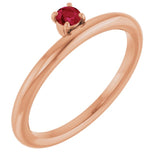 Round Ruby Stackable Ring in Rose Gold