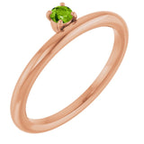 Round Peridot Stackable Ring in Rose Gold