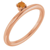 Round Citrine Stackable Ring in Rose Gold