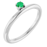 Round Emerald Stackable Ring in White Gold