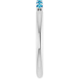 Round Blue Zircon Stackable Ring in Gold and Platinum
