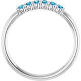 Round Blue Zircon Stackable Ring in Gold and Platinum