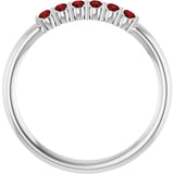 Round Mozambique Garnet Stackable Ring in Gold and Platinum