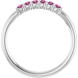 Round Pink Tourmaline Stackable Ring in Gold and Platinum