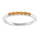 Round Citrine Stackable Ring in Gold and Platinum