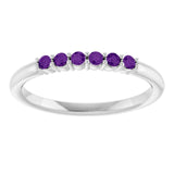 Round Amethyst Stackable Ring in Gold and Platinum