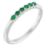 Round Emerald Stackable Ring in Gold and Platinum