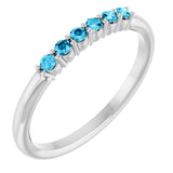 Round Aquamarine Stackable Ring in Gold and Platinum