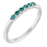 Round Alexandrite Stackable Ring in Gold and Platinum