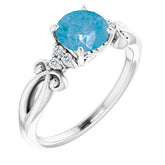 Round Blue Topaz & Diamond Accented Ring in Gold and Platinum