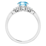 Round Blue Topaz & Diamond Accented Ring in Gold and Platinum