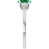 Oval Lab-Grown Emerald & Diamond Accented Ring in Gold and Platinum