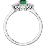 Oval Lab-Grown Emerald & Diamond Accented Ring in Gold and Platinum