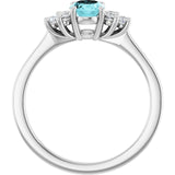 Oval Blue Zircon Accented Ring with Diamond Accents in Gold