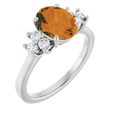 Oval Citrine Accented Ring with Diamond Accents in Gold