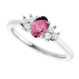 Oval Pink Tourmaline Accented Ring with Diamond Accents in Gold