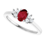 Oval Ruby Accented Ring with Diamond Accents in Gold
