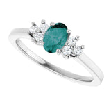Oval Lab-Grown Alexandrite & Diamond Accented Ring in Gold