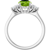 Oval Peridot Accented Ring with Diamond Accents in Gold