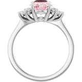 Oval Pink Mandganite Accented Ring with Diamond Accents in Gold