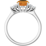 Oval Citrine Accented Ring with Diamond Accents in Gold