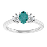 Oval Lab-Grown Alexandrite & Diamond Accented Ring in Gold
