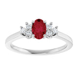 Oval Ruby Accented Ring with Diamond Accents in Gold