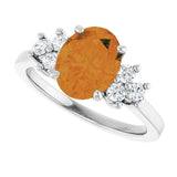 Oval Citrine Accented Ring with Diamond Accents in Gold