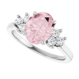 Oval Pink Mandganite Accented Ring with Diamond Accents in Gold