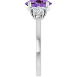 Oval Amethyst Accented Ring with Diamond Accents in Gold