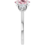 Oval Pink Mandganite Accented Ring with Diamond Accents in Gold