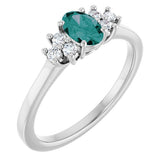 Oval Lab-Grown Alexandrite & Diamond Accented Ring in Gold