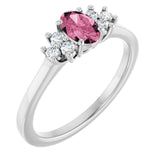 Oval Pink Tourmaline Accented Ring with Diamond Accents in Gold