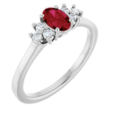 Oval Ruby Accented Ring with Diamond Accents in Gold