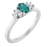 Oval Lab-Grown Alexandrite & Diamond Accented Ring in Gold