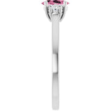 Oval Pink Tourmaline Accented Ring with Diamond Accents in Gold