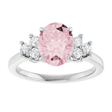 Oval Pink Mandganite Accented Ring with Diamond Accents in Gold