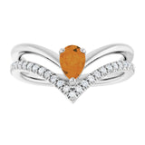 Pear Citrine & Diamond Negative Space Ring in Gold and Platinum