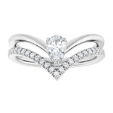 Pear White Sapphire & Diamond Ring in Gold and Platinum