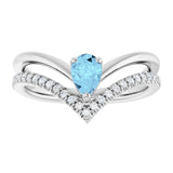 Pear Aquamarine & Diamond Negative Space Ring in Gold and Platinum