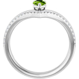 Pear Peridot & Diamond Negative Space Ring in Gold and Platinum
