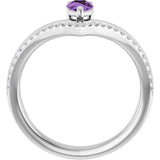 Pear Amethyst & Diamond Negative Space Ring in Gold and Platinum