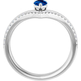 Pear Blue Sapphire & Diamond Ring in Gold and Platinum