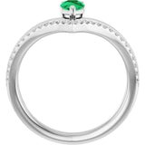 Pear Emerald & Diamond Negative Space Ring in Gold and Platinum
