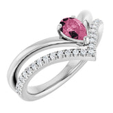 Pear Pink Tourmaline & Diamond Ring in Gold and Platinum