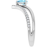 Pear Aquamarine & Diamond Negative Space Ring in Gold and Platinum