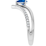 Pear Blue Sapphire & Diamond Ring in Gold and Platinum