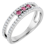 Round Pink Tourmaline & Diamond Ring in Gold and Platinum